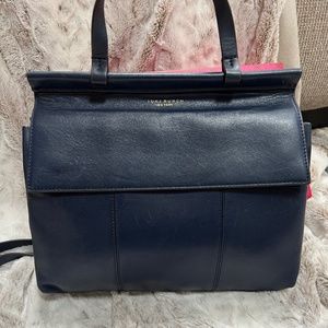Tory Burch Block T Satchel - Navy with Red interior